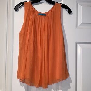 Alice + Olivia Orange Scoop Neck Sleeveless Blouse